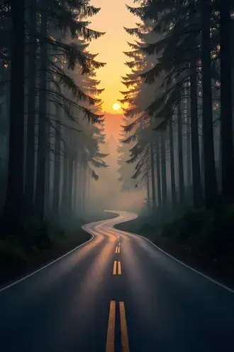 ticha lesni cesta vedouci k zaricimu horizontu. stahnout