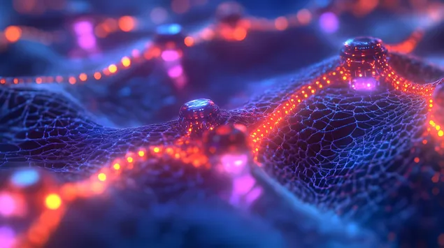 'n Stralende netwerk van weefsel aangedryf deur nanotegnologie 8K muurpapier