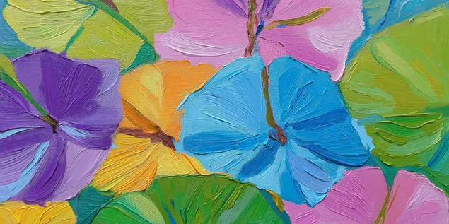 Hình nền Một bức tranh sơn dầu có kết cấu phong phú về cánh hoa 2K