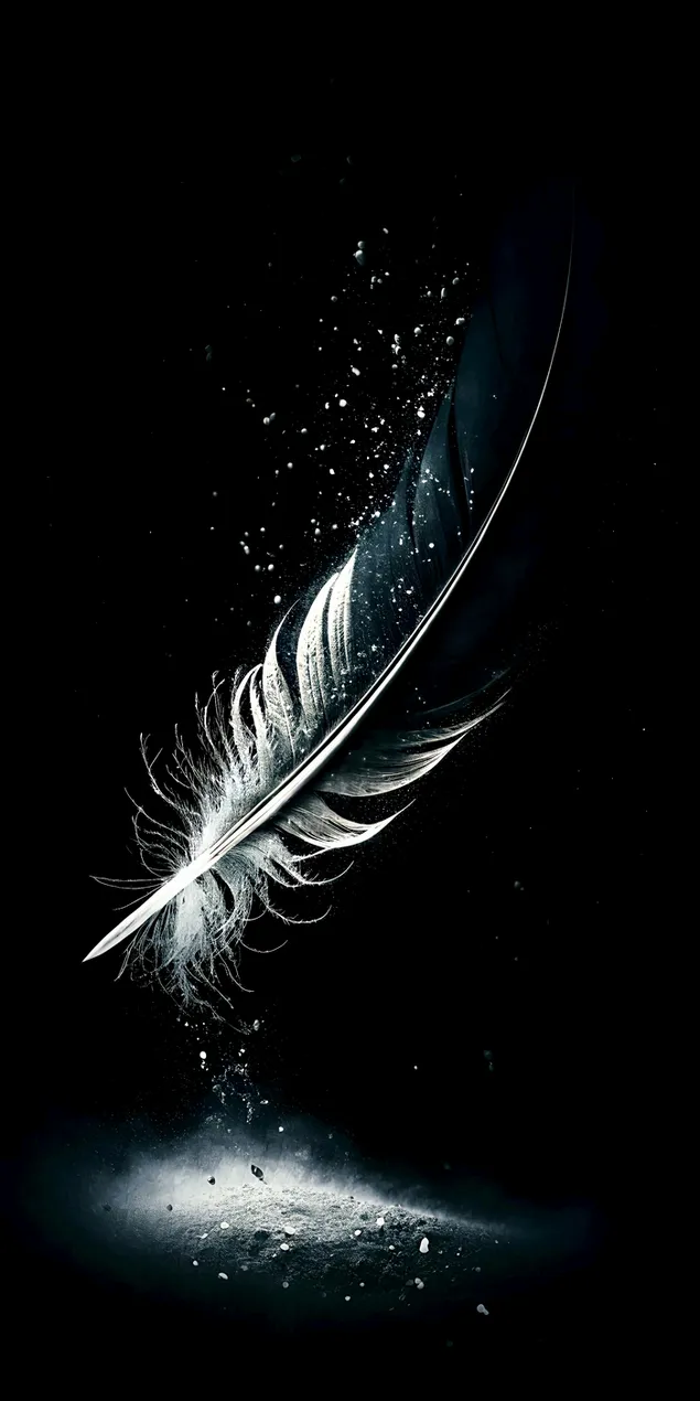 yksittainen hoyhen, joka liukenee polyksi mustalla taustalla, herattaa tunteen katoavaisuudesta ja menetyksesta lataa