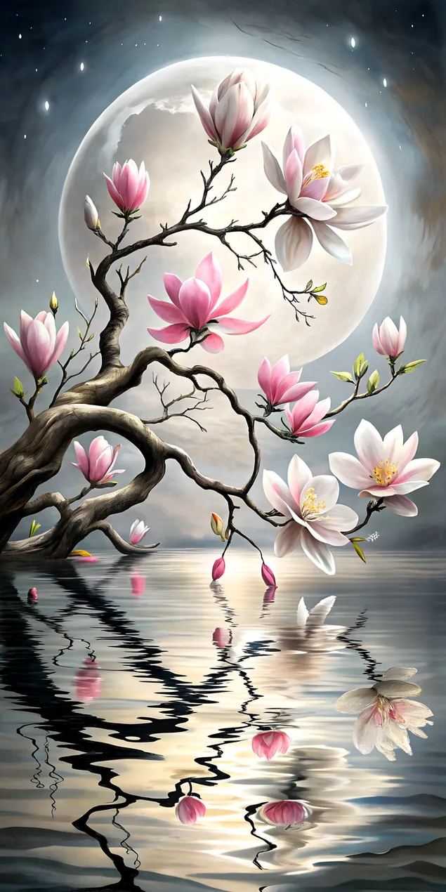 'n Enkele ink-swart tak wat soos elegante kwashale buig 2K muurpapier