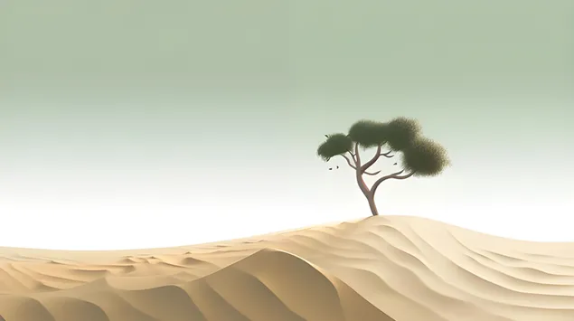 samotnie derevo sered neskinchennikh pustel'nikh dyun pid bezturbotnim nebom zavantazhiti