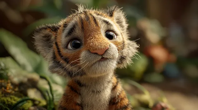 prikupen tigrov mladic z izraznimi ocmi prenos