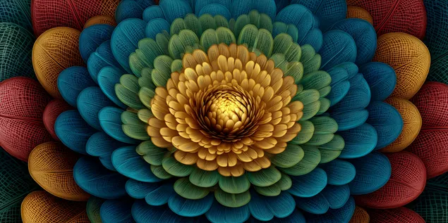 simetrichno teksturirano tsvete, podobno na abstraktno makro proizvedenie na izkustvoto izteglyane