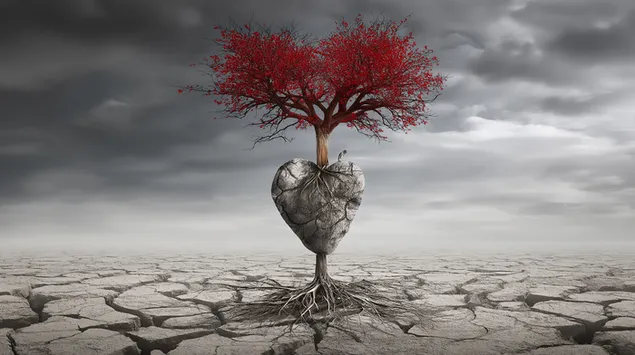 drzewo wyrastajace z serca wykonanego z kamienia pobierz