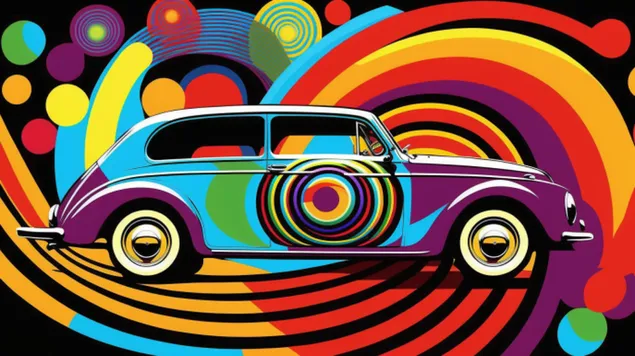 um design pop art vibrante e dinamico de um carro classico download