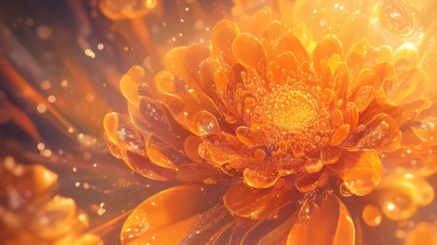 'n lewendige oranje goudsbloemblom wat skoonheid in volle blom uitstraal 8K muurpapier
