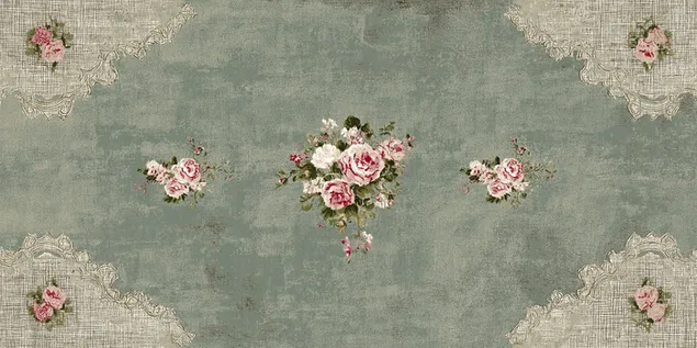 帶有精緻花卉圖案的復古圖案面料 2K 壁紙