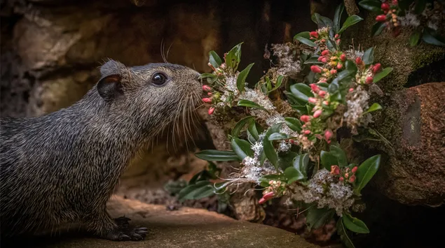 dikiy gryzun nyukhaet tsvety v estestvennoy srede obitaniya skachat'