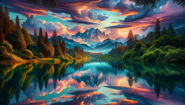 En underbar återspegling av naturen som ser ut som en målning 2K bakgrund