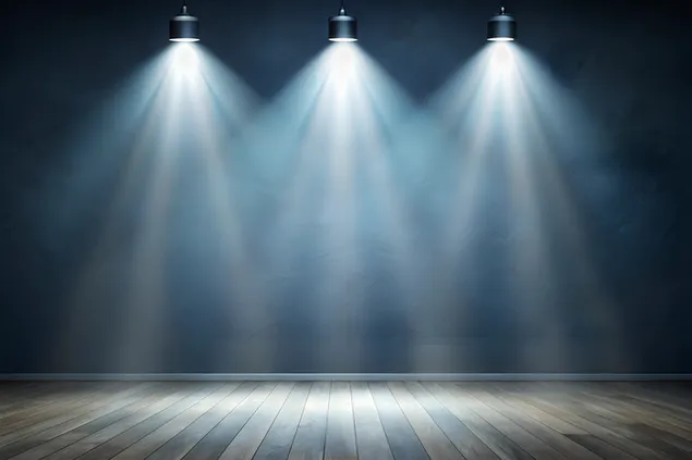 พื้นไม้มีไฟส่องสว่างและมีพื้นหลังสีเข้ม 4K วอลเปเปอร์