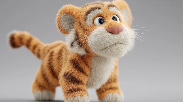 一隻年輕老虎臉上帶著困惑和好奇的表情 2K 壁紙