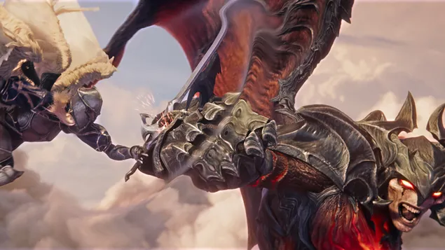 'Aatrox versus. Kayle' Seizoen 2024 Filmisch - League of Legends (LOL) 4K achtergrond