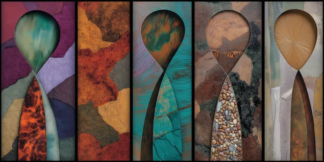 abstraktni umelecke panely s vyrezy a texturami ve tvaru ankh stahnout