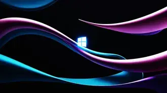 Tapeta Abstraktní pozadí s tekoucími modrozelenými a fialovými čarami Windows 11 4K