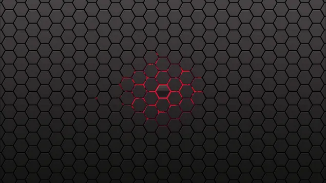 抽象的な黒い六角形と赤い光のデザイン ダウンロード