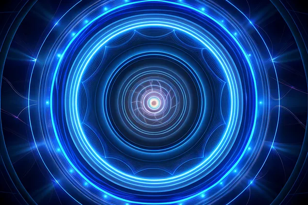 efekti i shkelqimit te energjise se tunelit rrethor me neon blu abstrakt shkarkim