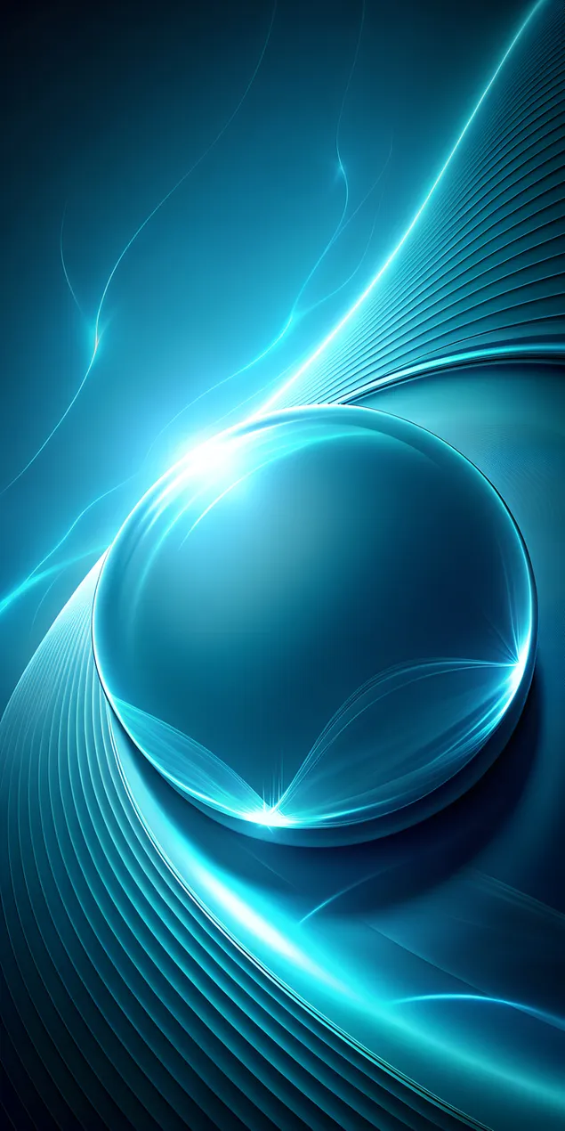 Апстрактна сина сфера и бранова дигитална уметност - футуристичка 3Д композиција со блескава сина топка 2K тапет
