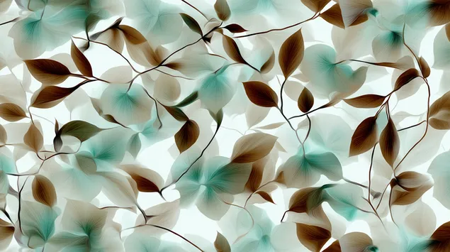 Abstract Botanical Pattern with Translucent Leaves and Organic Flow 2K wallpaper