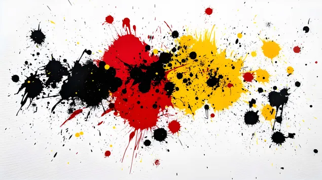 فوضى مجردة مع طلاء أحمر وأصفر وأسود جريء 8K خلفية