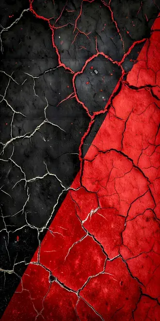 Tapeta Abstraktní popraskané textury pozadí s výrazným červeným a černým diagonálním rozdělením 2K