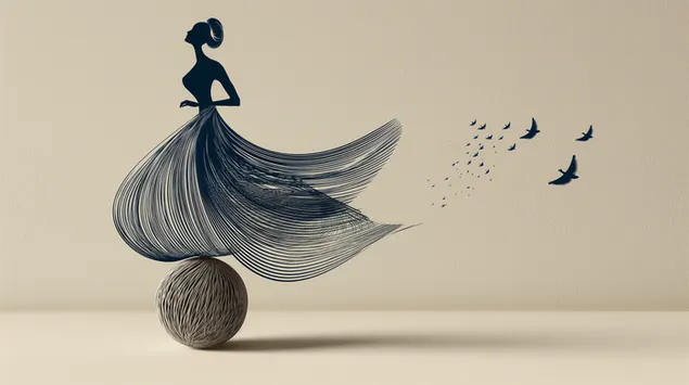 siluete femerore abstrakte ne funde qe qendron mbi nje top shkarkim