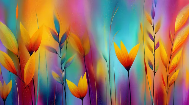 Abstrakcyjna kompozycja kwiatowa z dynamiczną kompozycją 2K tapeta