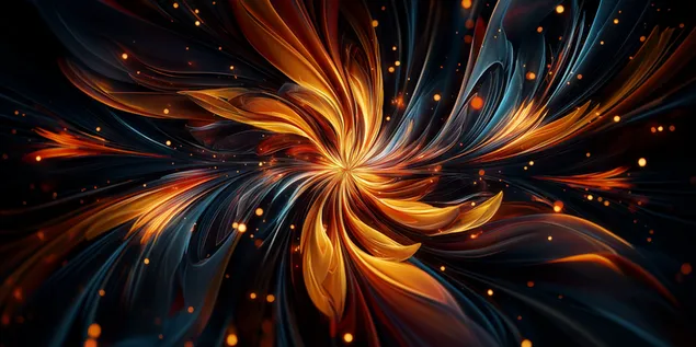 disegno frattale floreale astratto con petali curvi luminosi scarica