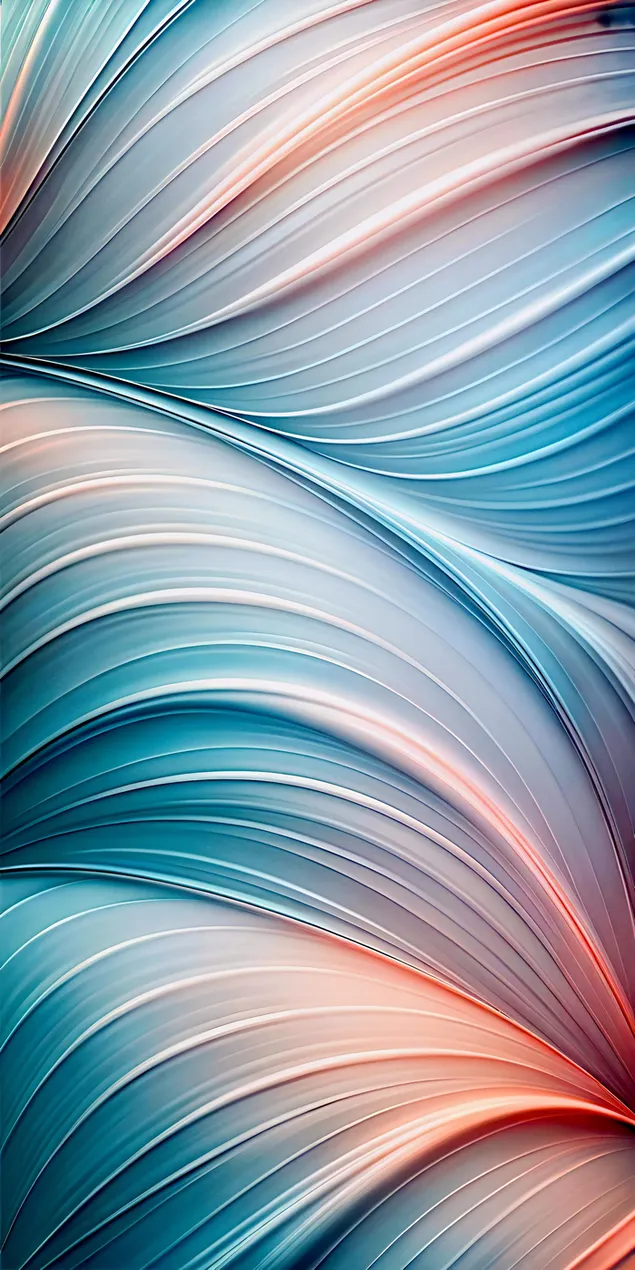 Línies fluides abstractes de turquesa i corall amb textura i llum subtils 2K fons de pantalla