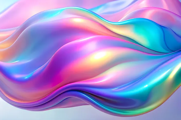 Apstraktni tekući valovi sa svjetlucavim iridescentnim bojama i refleksijama svjetlosti 8K pozadina