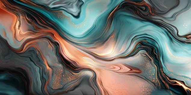 descarcare vartejuri fluide abstracte in turcoaz, portocaliu si negru