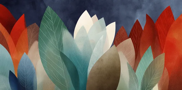 Formas abstratas de folhagens em um estilo artístico texturizado 2K papel de parede