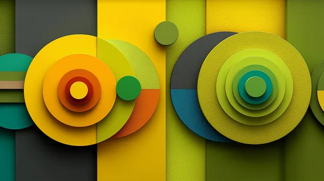 Апстрактни геометриски кругови и слоеви во земјени тонови 2K тапет