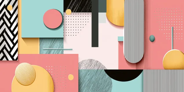 Apstraktni geometrijski dizajn sa živim blokovima boja 2K pozadina