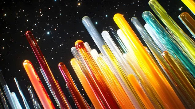 Абстрактно сияние: стъклени пръчки в космическа хармония 8K тапет