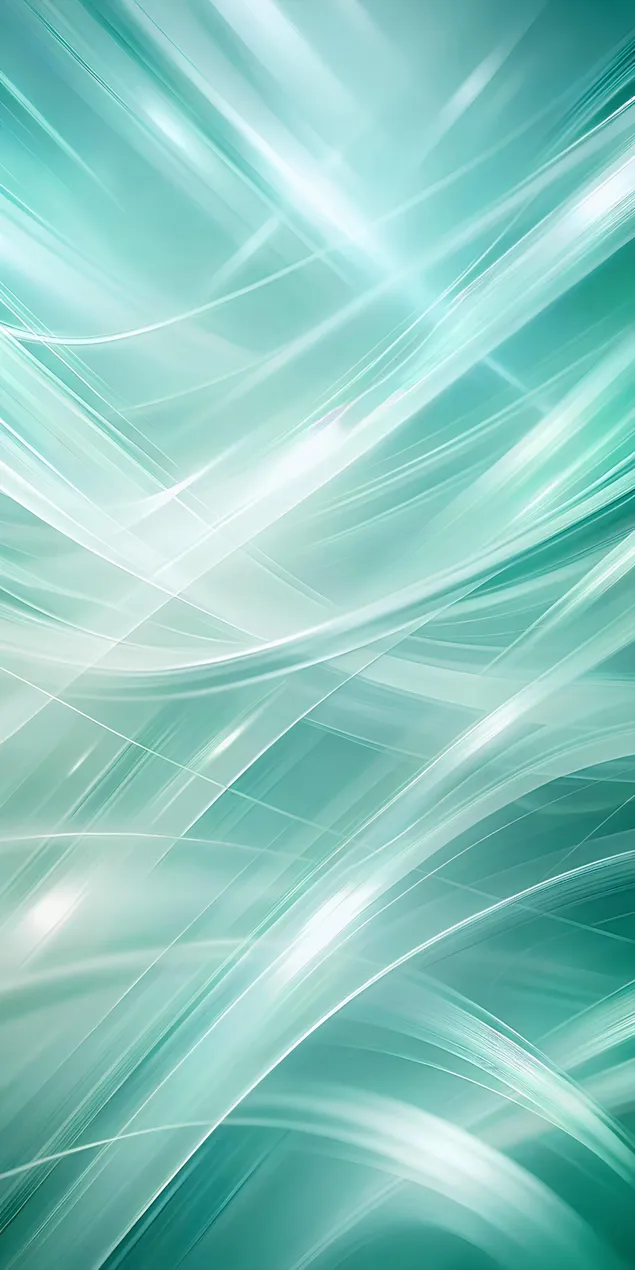 Abstrakti kvēlojoši zilganzaļas un baltas gaismas viļņi 2K fona tapete