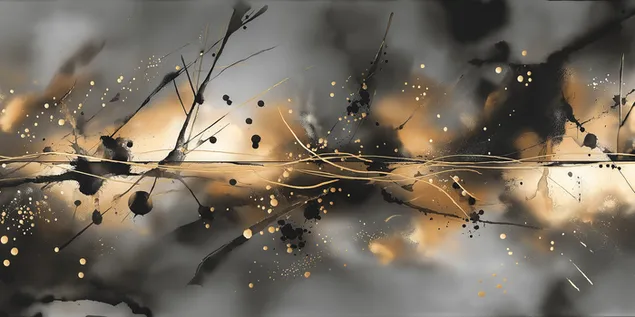 abstrakte komposition aus goldenen und schwarzen sprenkeln herunterladen