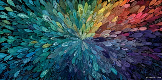 calidoscopi abstracte amb formes complexes semblants a petals baixada