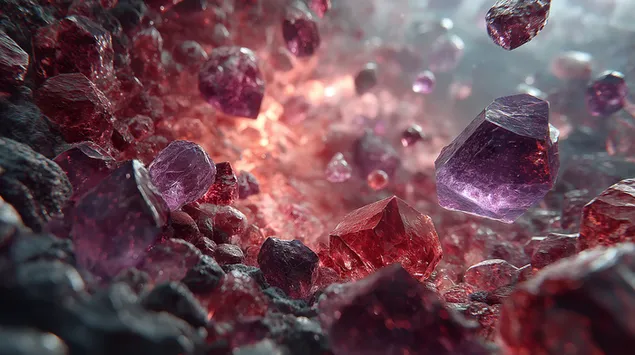 Páipéar balla Tírdhreach Teibí de Chriostail Snámha agus Tír-raon Bolcánach2K