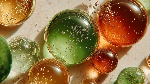 Pamje makro abstrakte e pikave natyrore me flluska të brendshme 2K sfond