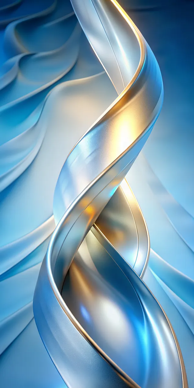Шпалери Анотація металева спіраль з течією синьої тканини фону 2K