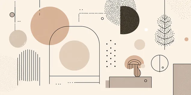 Abstrakt, minimalistisk design med olika geometriska element 2K bakgrund