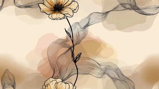 Hình nền Thiết kế họa tiết hoa liền mạch nghệ thuật đường nét tối giản trừu tượng 2K