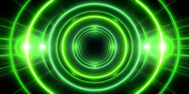 Abstract Neon Green Circular Tunnel with Bright Light Effects 4K wallpaper