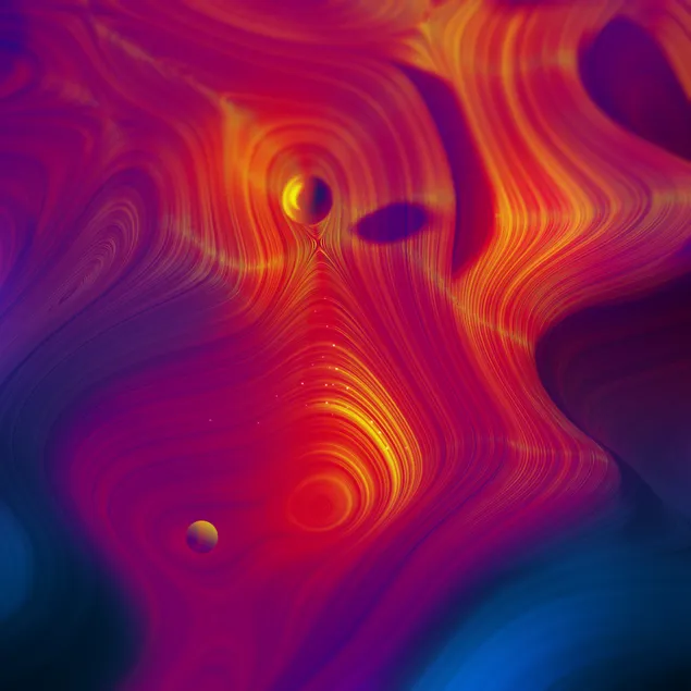 Abstract orange waves 2K wallpaper