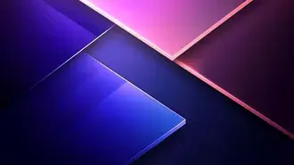 Tapeta Abstraktní překrývající se panely s neonovou září 8K