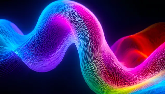 Апстрактни дугин жичани талас - динамична дигитална уметност 2K позадина