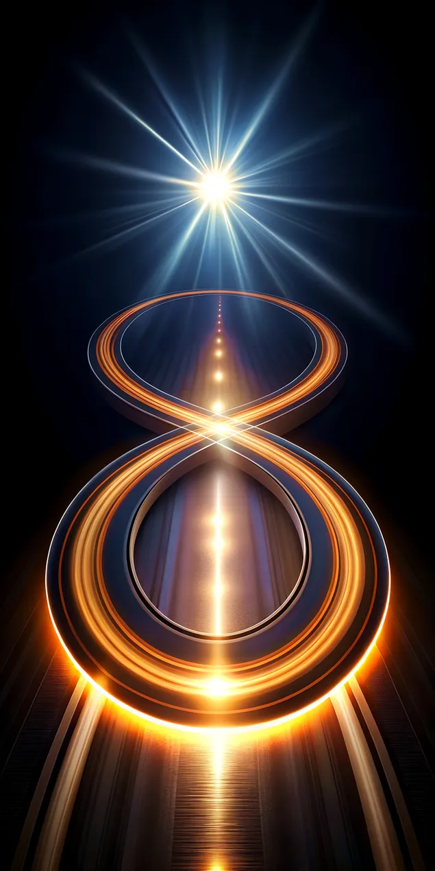 כביש מופשט המתמזג למעגל זוהר על רקע שחור 2K טפט