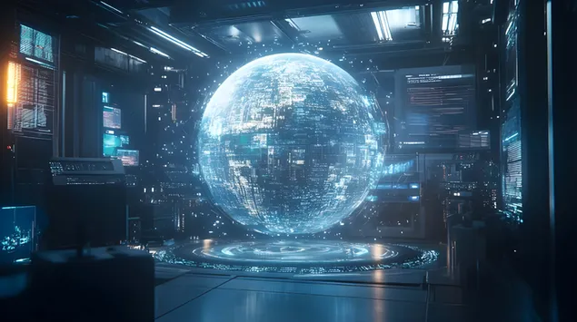 esfera de datos de ciencia ficcion abstracta en colores vibrantes descargar