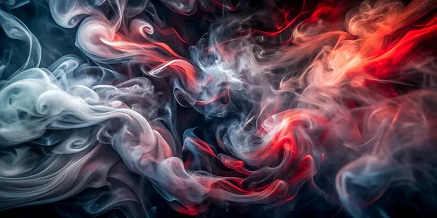 Апстрактна Smoke Art Црвена сина и бела испарувана дизајн 4K тапет